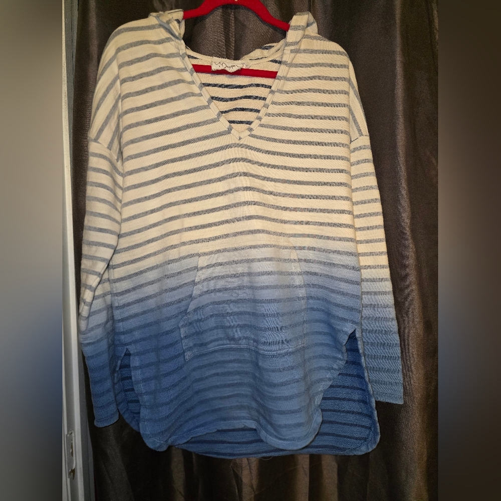 Green Dragon Navy and White Striped Women's Sweater
